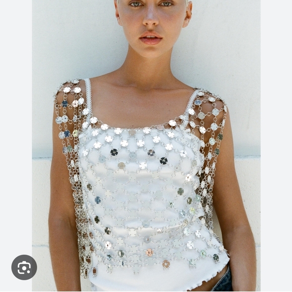 ZARA JEWEL CROP TOP SIZE M - Picture 2 of 10